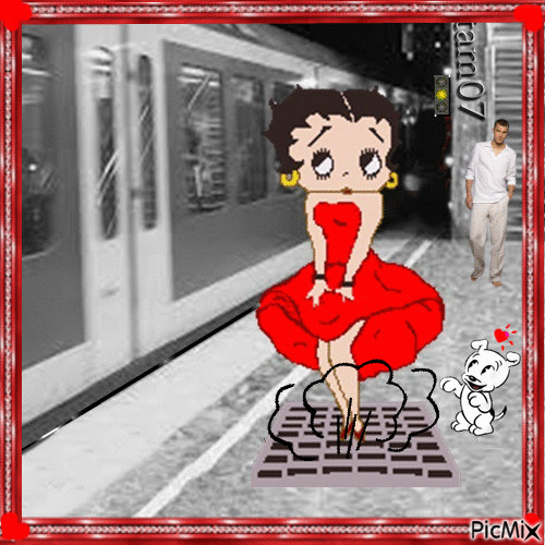 Betty Boop in red - Бесплатный анимированный гифка