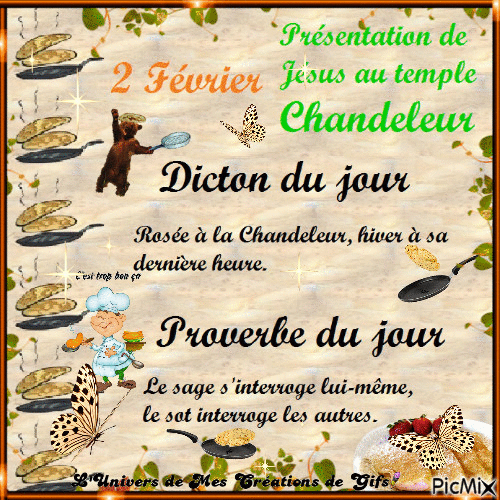 dicton et proverbe 2 février chandeleur - Darmowy animowany GIF