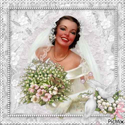 Braut mit Maiglöckchen - Vintage - Free animated GIF