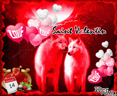 Saint Valentin  loup - GIF animé gratuit