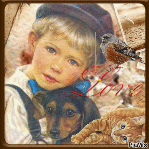 L'enfant adorant les animaux ...concours - Δωρεάν κινούμενο GIF