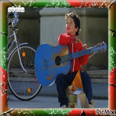 мальчик и гитара - Darmowy animowany GIF