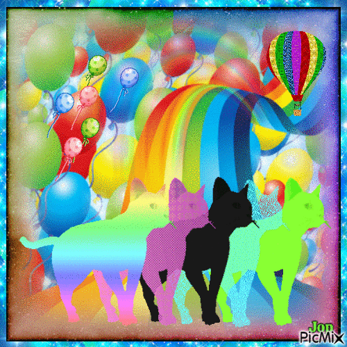 Chat rainbow - GIF animado grátis