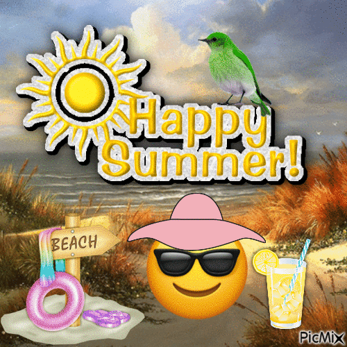 Happy Summer from cool smiley - GIF animado grátis