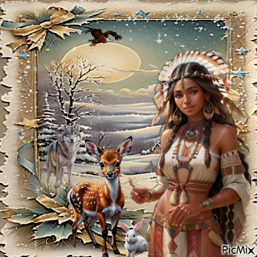 Indianer im Winter - Gratis animeret GIF