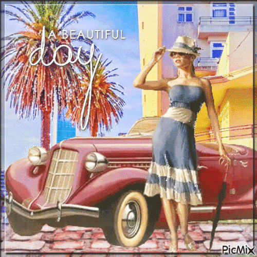 Woman car summer - Δωρεάν κινούμενο GIF