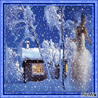 Woman wearing white in the snow - GIF animé gratuit