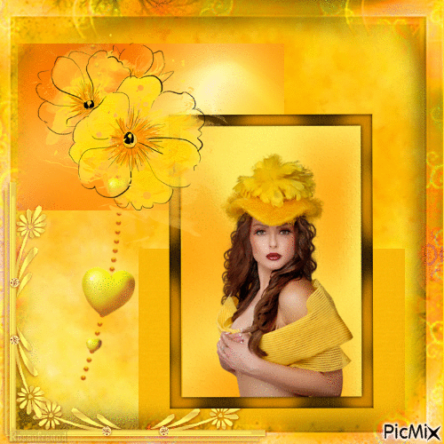 Portrait Woman Yellow - Безплатен анимиран GIF