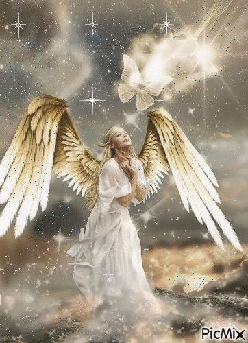 golden snow angel - GIF animé gratuit