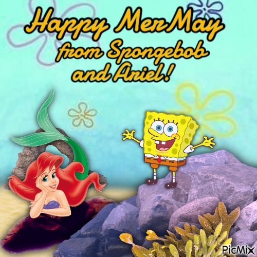 Happy MerMay from Spongebob and Ariel! - Free PNG