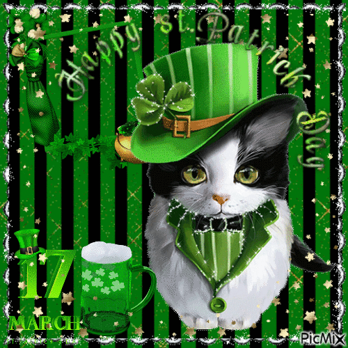 St. Patrick's Cat - Безплатен анимиран GIF