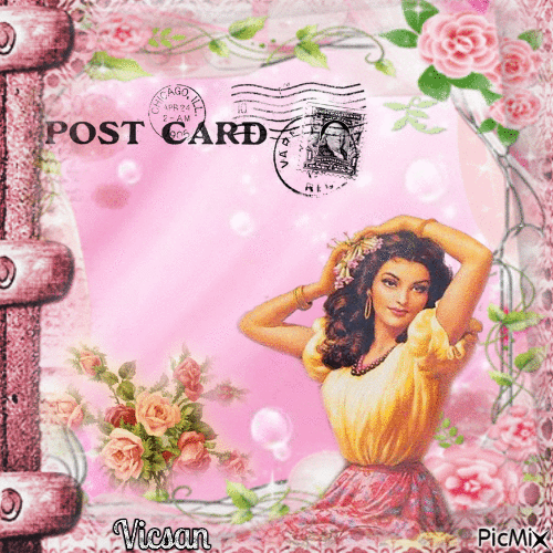 Postal- tonos rosas - Free animated GIF