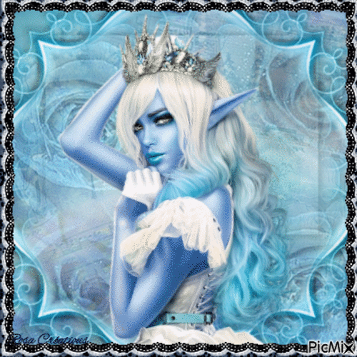 Concours : Femme elfe - portrait bleu - GIF animé gratuit