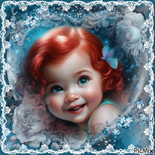 Little girl with red hair - Безплатен анимиран GIF