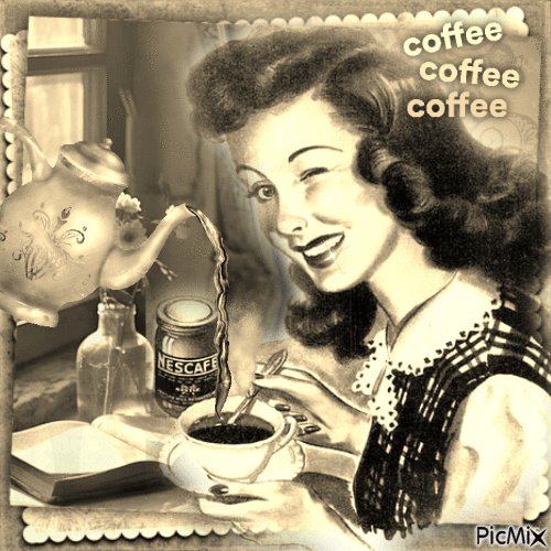 Vintage mit einem Kaffee - Zdarma animovaný GIF