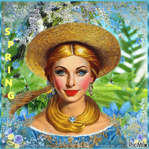 femme printemps fleur - Ingyenes animált GIF