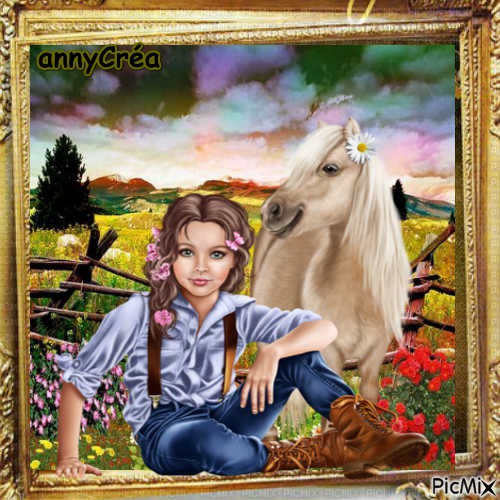 Julia et son poney - png gratis