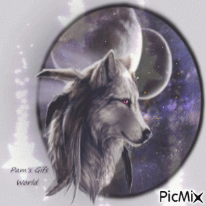 Wolf in Purple Sky - GIF animé gratuit