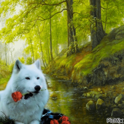 Loup et forêt - Animovaný GIF zadarmo