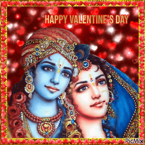Valentines Day with Radha Krishna - Free animated GIF