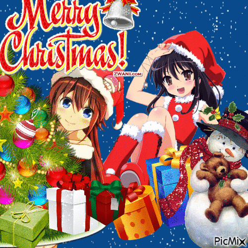 Merry Christmas manga - Besplatni animirani GIF