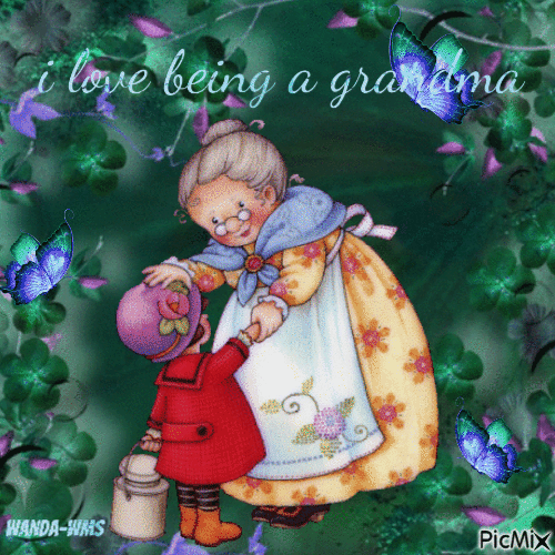 Love-grandma-flower-woman-kids - Nemokamas animacinis gif