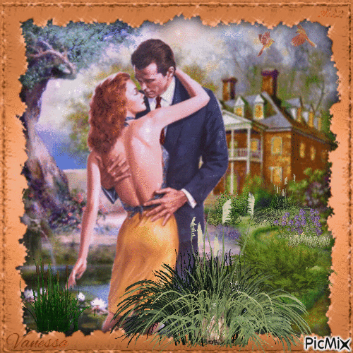 Couple dans un Jardin Vintage... - Darmowy animowany GIF