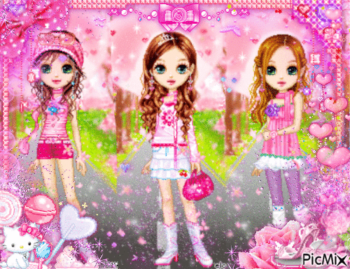 pink pixel dolls edit - GIF animé gratuit