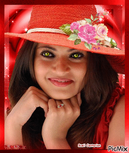 Garota de Chapéu Vermelho - GIF animado gratis