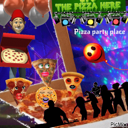 pizza party - GIF animado grátis