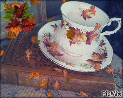 Autumn Tea Cup 2 - GIF animasi gratis