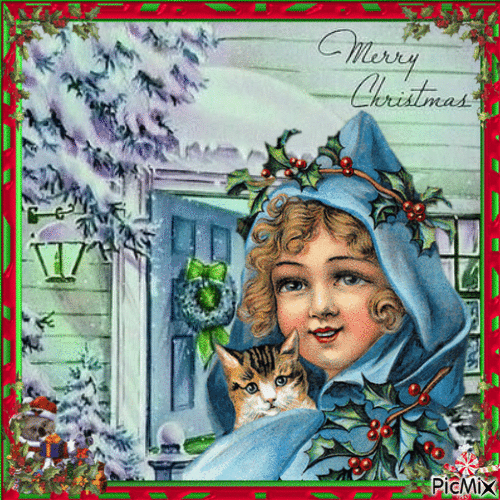 Joyeux Noël - Portrait vintage. - Free animated GIF