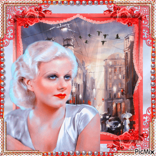 Jean Harlow, actrice américaine sex-symbol des années 1930 - 無料のアニメーション GIF