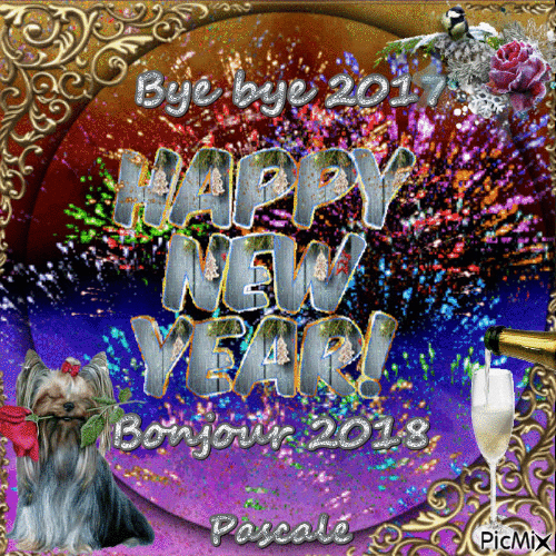 Happy New year 2018 (sous noteur Hanath75). - Бесплатный анимированный гифка