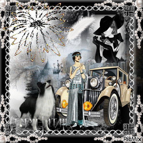 femme vintage en noir et blanc - Безплатен анимиран GIF