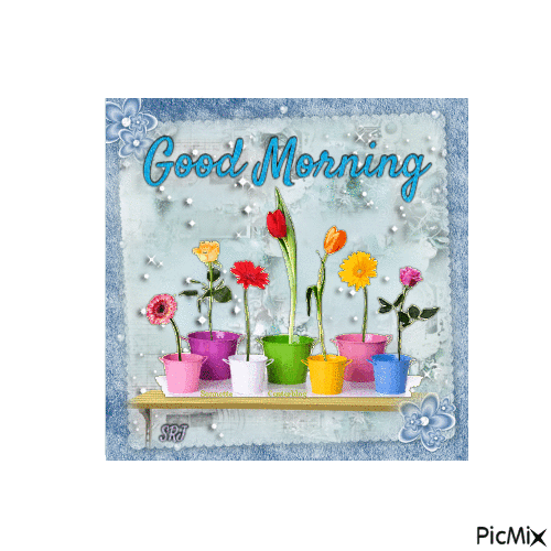 Good Morning flowers - Nemokamas animacinis gif