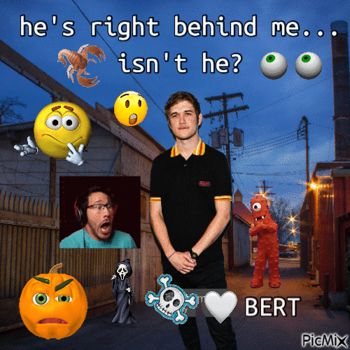 he's right behind me bert - Kostenlose animierte GIFs