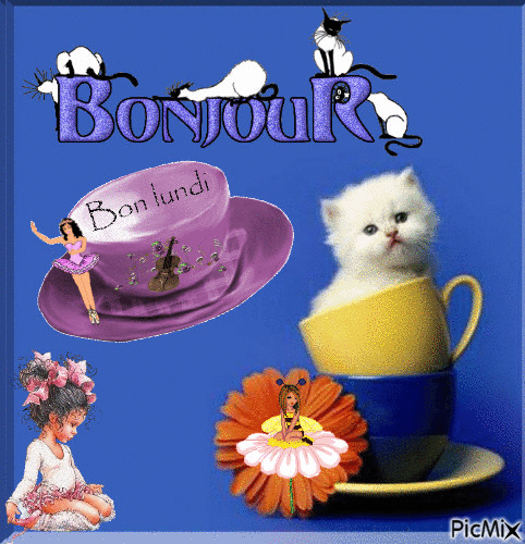 bonjour bon lundi - Zdarma animovaný GIF