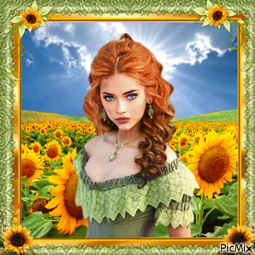 Sunflower Lady - Free animated GIF