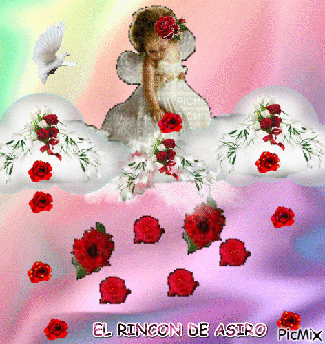 angel y flores - Gratis geanimeerde GIF
