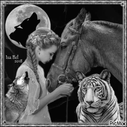 CONCOURS ''Tigre, loup, cheval et femme'' - GIF เคลื่อนไหวฟรี