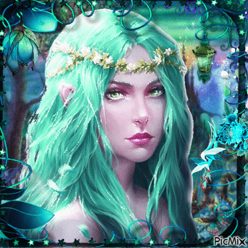 Fantasía verde azulado - Darmowy animowany GIF