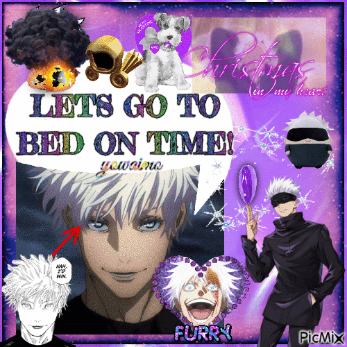 gojo saids lets go to bed on time! - Gratis geanimeerde GIF