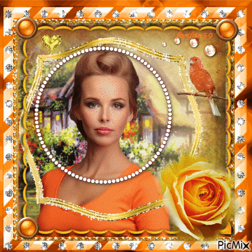 Portrait de femme en orange - Darmowy animowany GIF