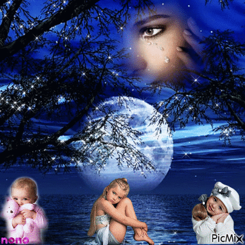 La lune avec des enfants - Δωρεάν κινούμενο GIF
