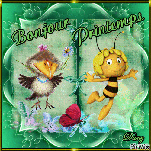bonjour le printemps - Бесплатный анимированный гифка