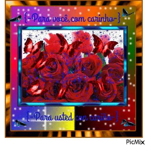 Red roses bouquet-p vc com carinho-para ud con cariño - Free animated GIF