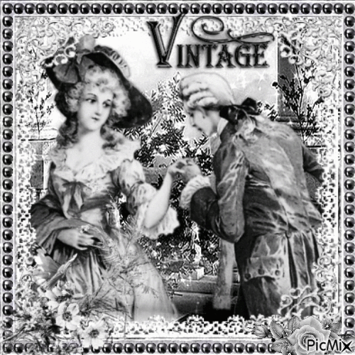 Black and white vintage couple - GIF animé gratuit