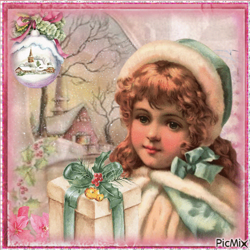 Natale vintage rosa - GIF animé gratuit