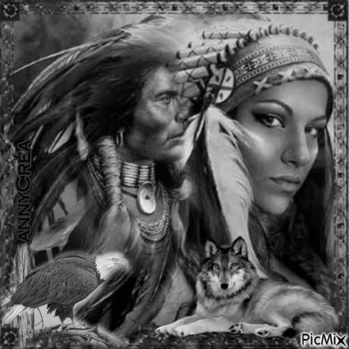 Amérindiens noir et blanc - darmowe png